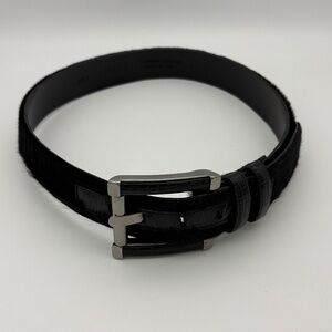 Carlisle Genuine Leather Belt w/ Black Fur Outside and Black Animal Print Accent